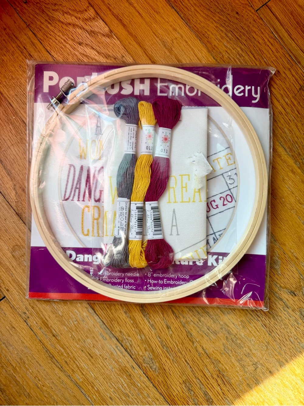 Embroidery Kit - Purple, Yellow, Gray Thread Set
